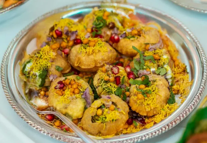 Samosa Chaat at Petu Indian restaurant in Drumheller, AB